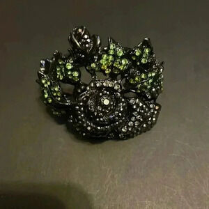 Statement Oversized green Rhinestone Wide Design Statement Cuff Bangle bracelet